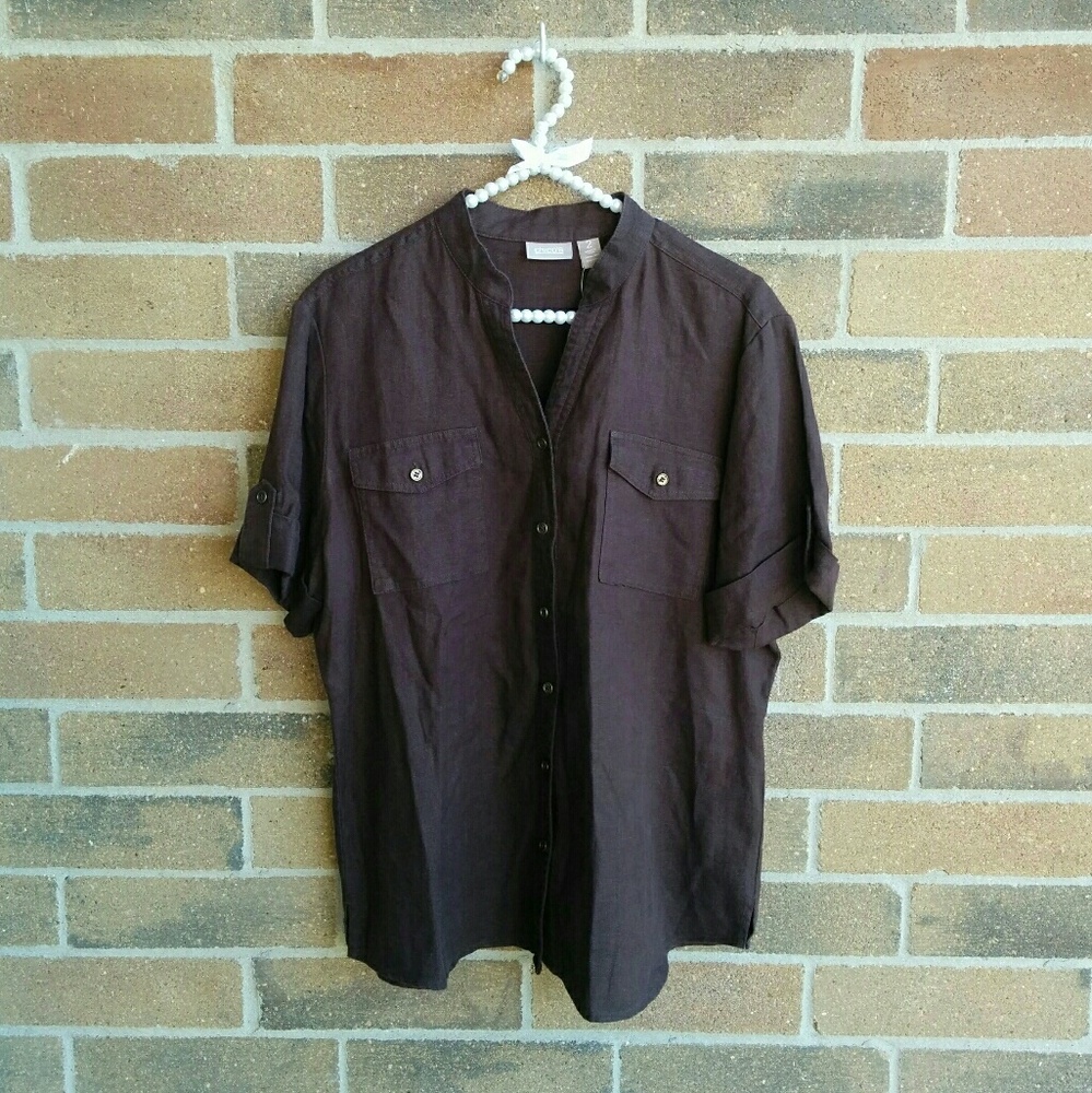 New Chico's Linen Short Sleeve Shirt